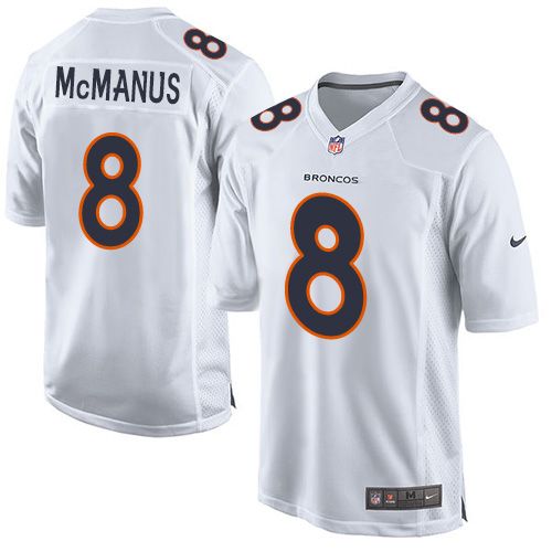Nike Broncos #8 Brandon McManus White Men's Stitched NFL Game Event Jersey - Click Image to Close
